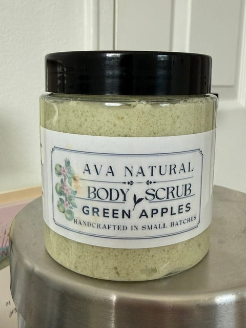 Ava Natural Body Scrub Green Apples jar