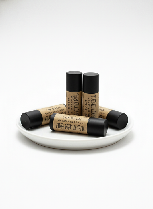 Ava Natural Lip Balm with Elegant Dish