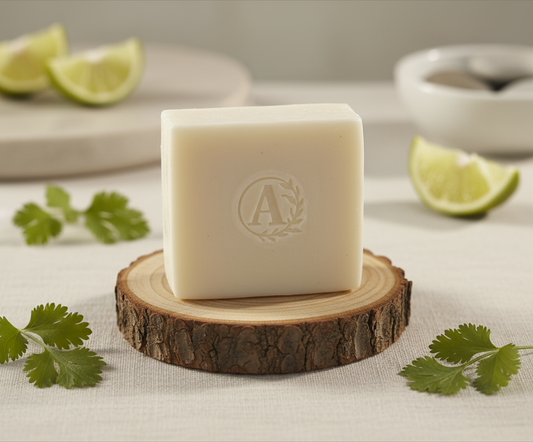 Tallow Bergamot Coriander Soap with new background